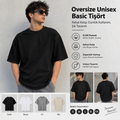 Oversize Unisex Basic Tişört – Rahat Kalıp, Günlük Kullanım, Şık Tasarım